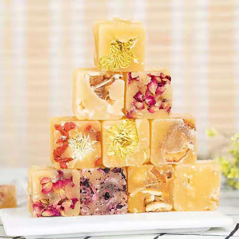 Honey Sugar Cubes With Fruits and Flowers