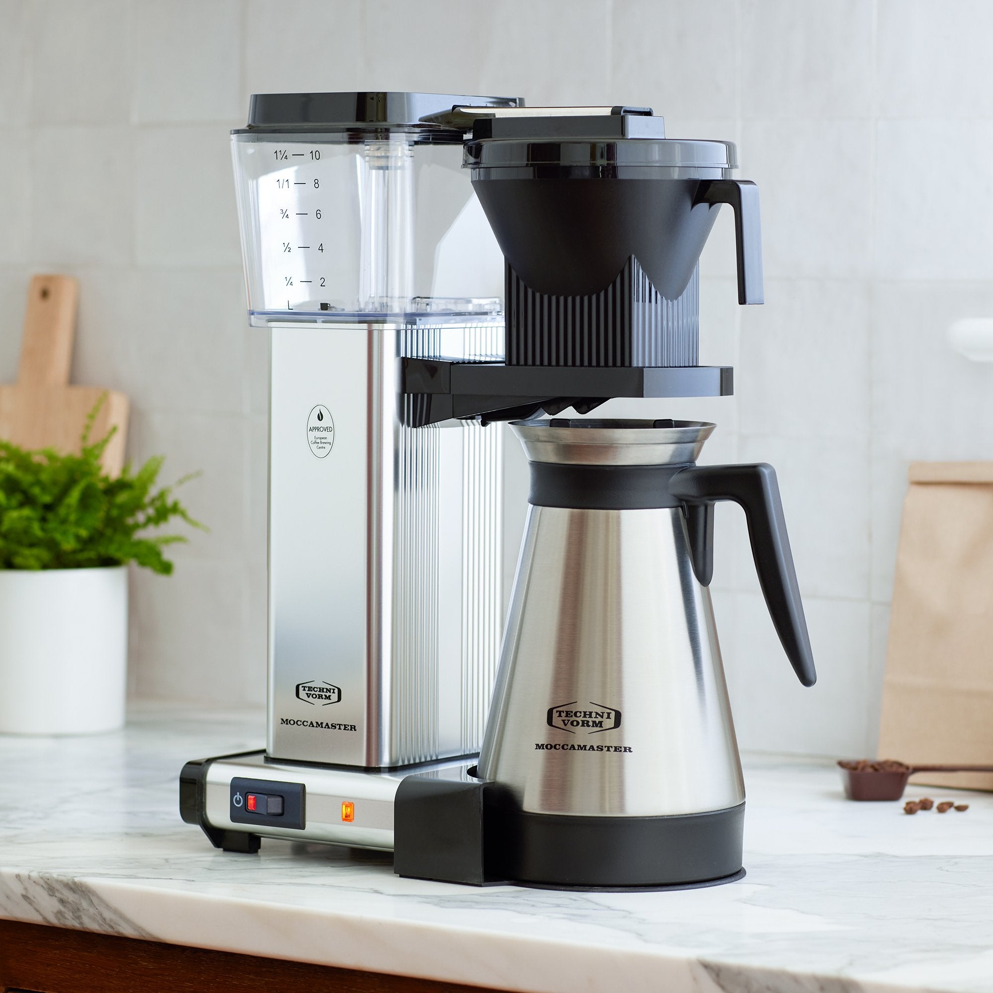 Moccamaster KBGT Automatic Drip Stop Coffee Maker With Thermal Carafe - Polished Silver