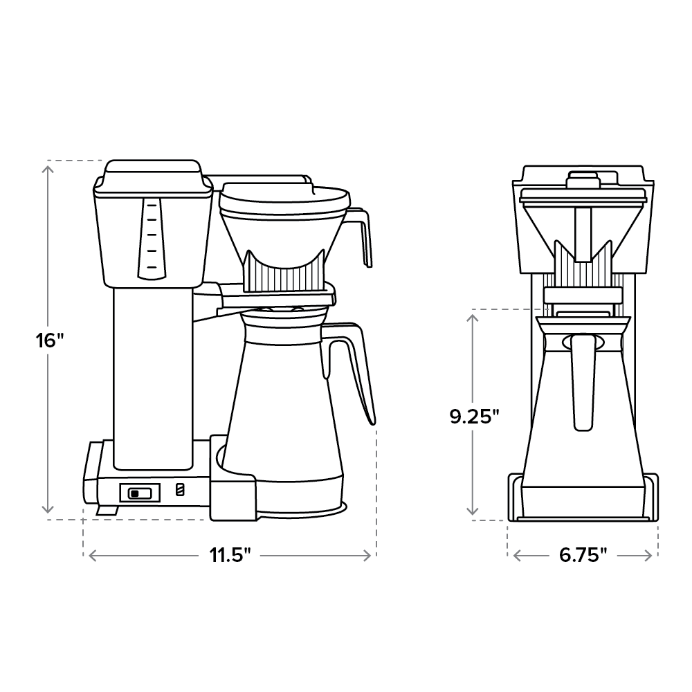 Moccamaster KBGT Automatic Drip Stop Coffee Maker With Thermal Carafe - Polished Silver