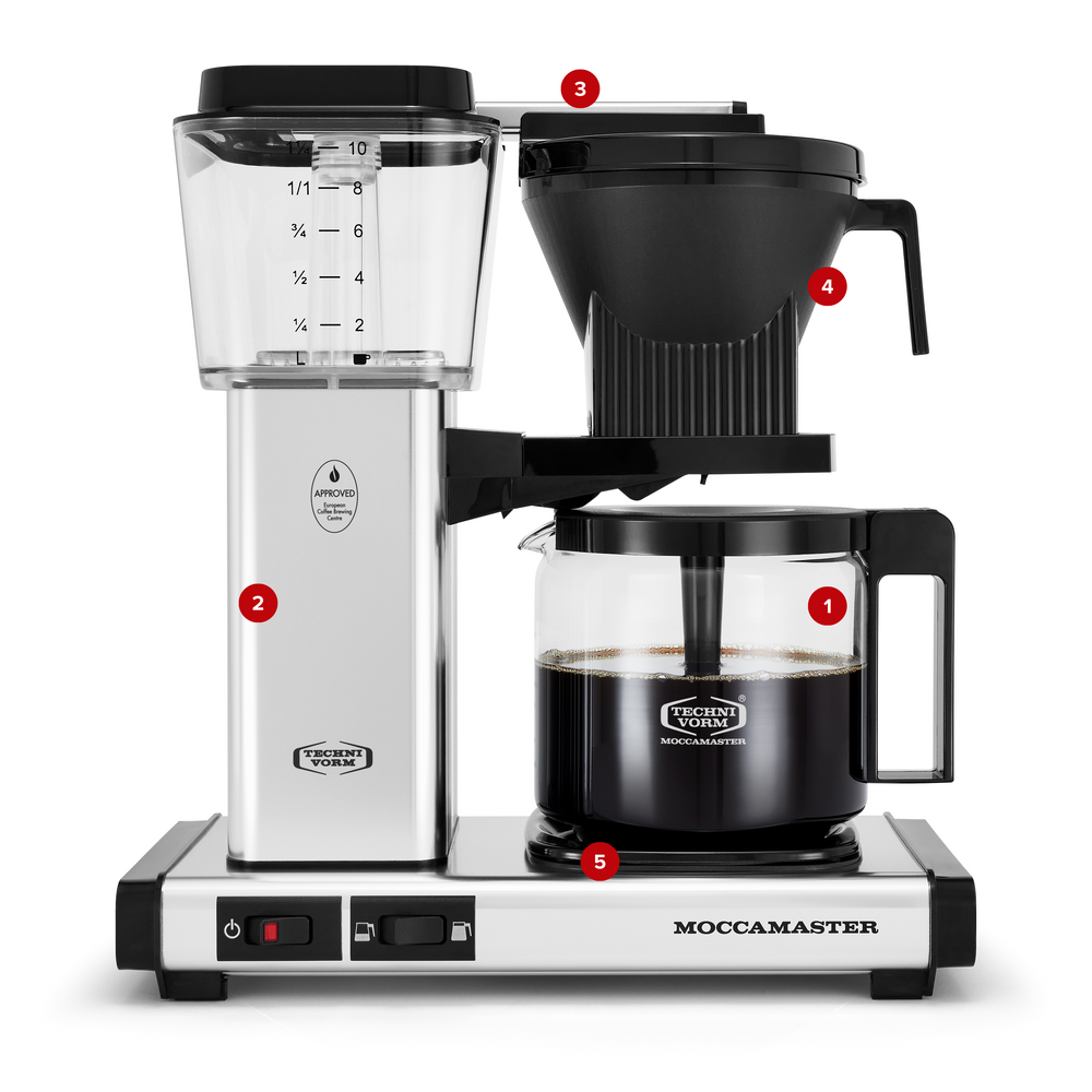 Moccamaster KBGV Select Automatic Drip Stop Coffee Maker With Glass Carafe - Polished Silver